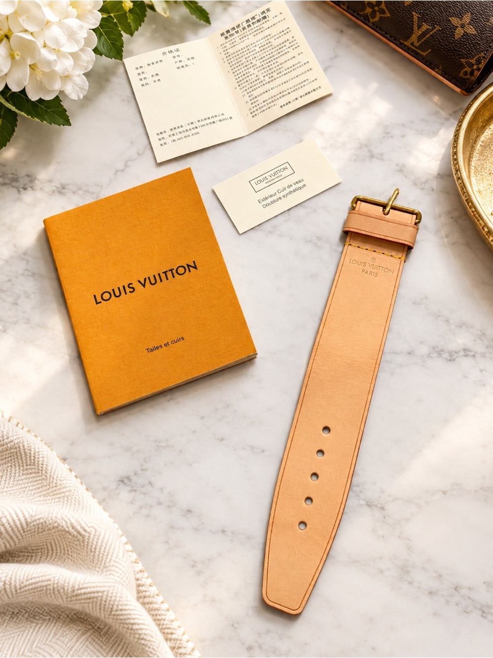 Authentic Louis Vuitton 7.5” Vachetta Leather Wristlet Strap Extender 16mm